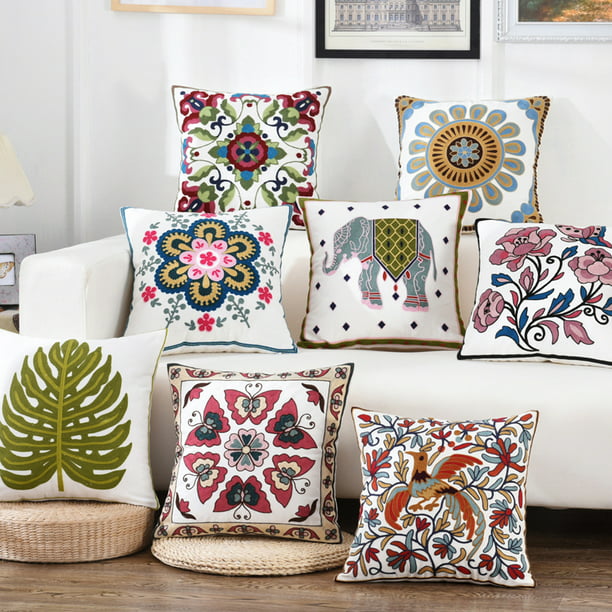 Ethnic Embroidery Cotton Cushion Cover Throw Pillow Case Sofa Square 18"x18" New